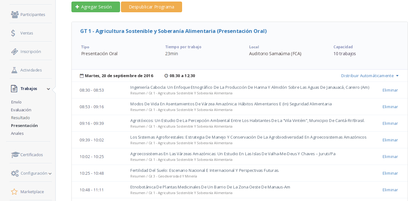 presentación de trabajos científicos