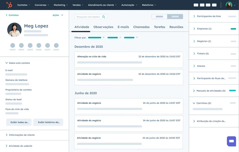 Example of a lead pipeline screen in HubSpot