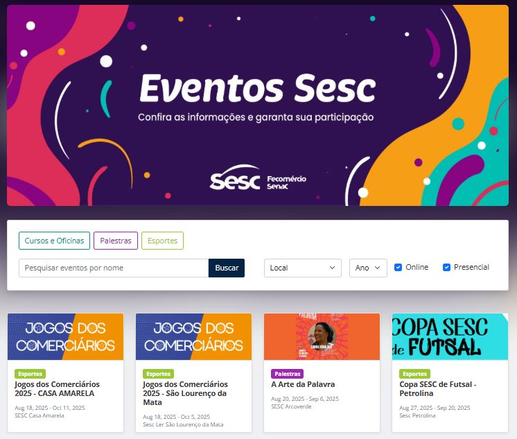 Portal de eventos de SESC-PE en Even3
