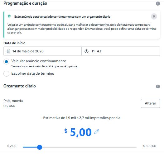 Meta Ads Manager campaign creation screen