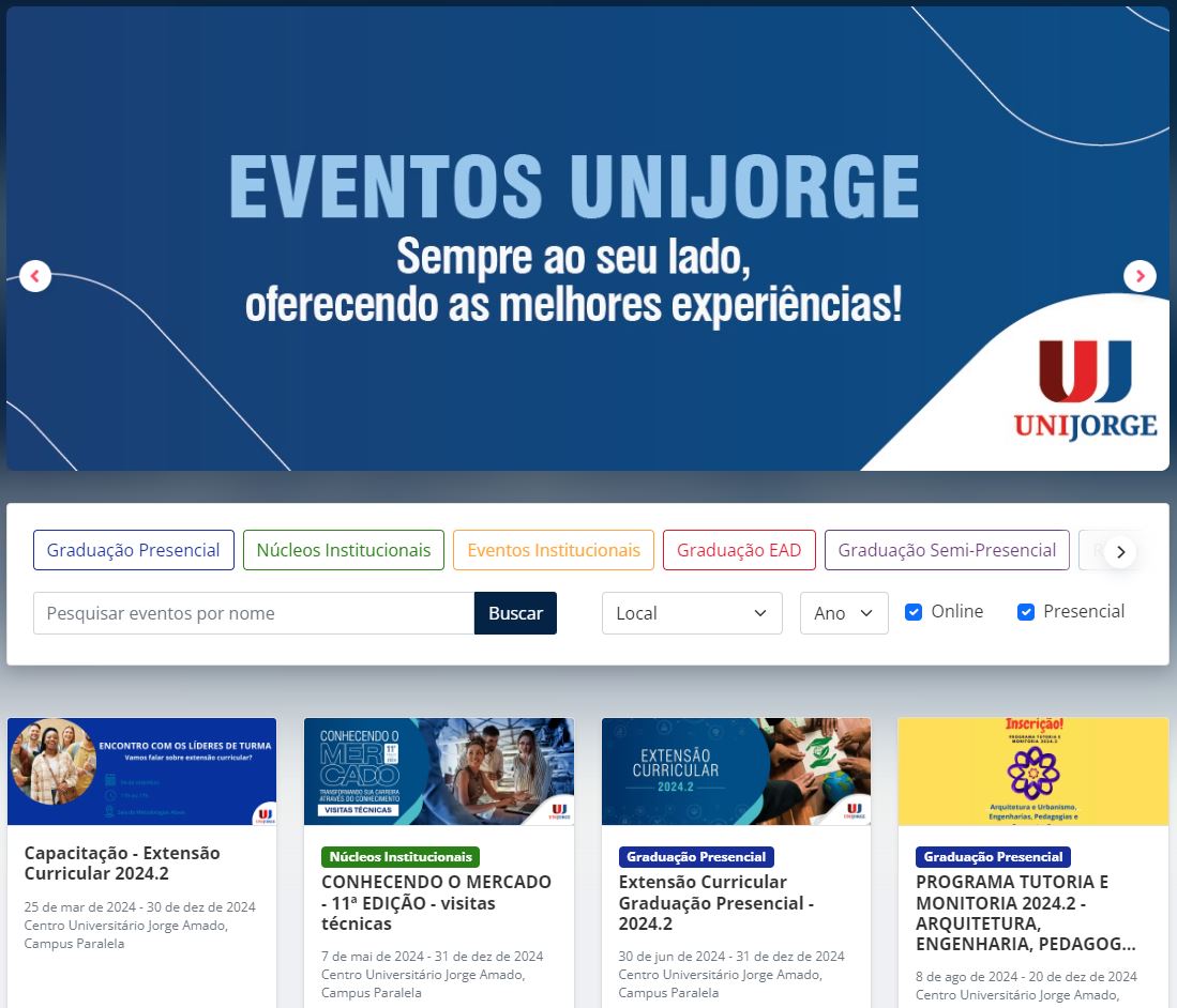 Portal de eventos de Unijorge en Even3